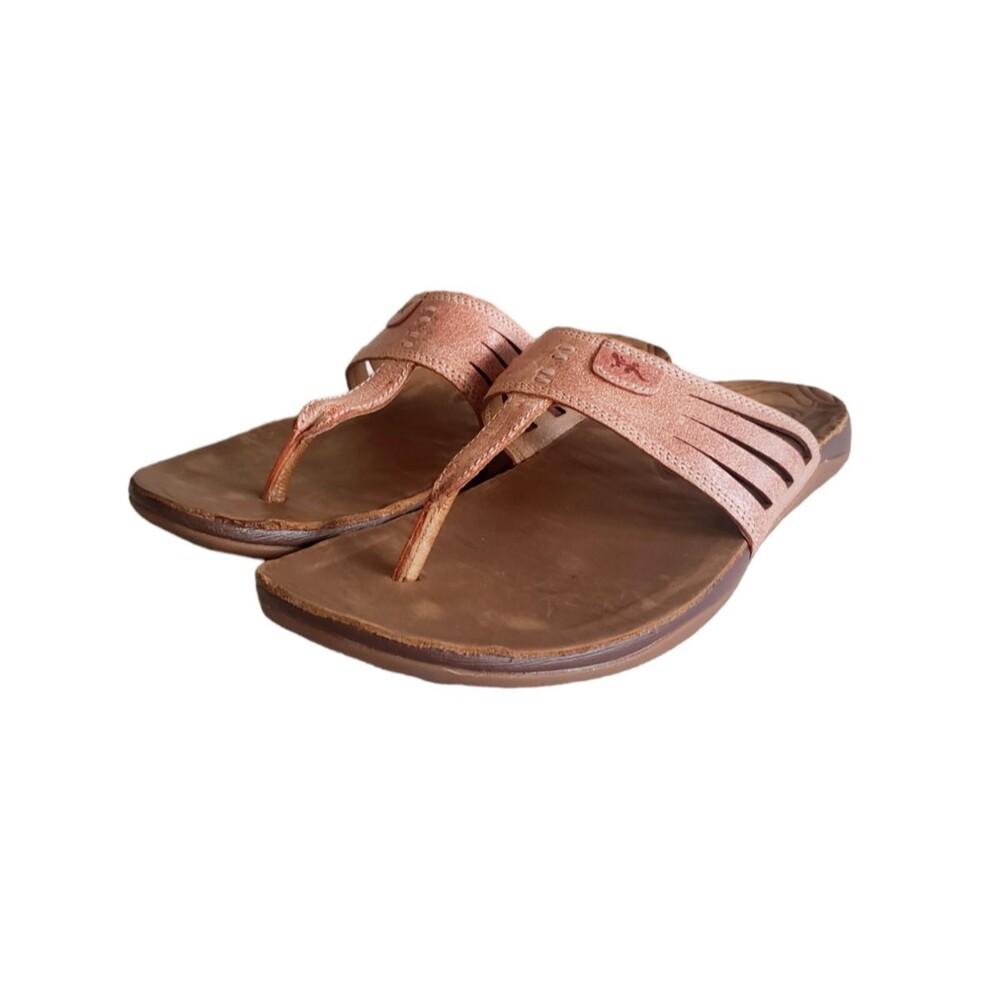 Chaco Flips Sansa Sandal Leather Arch Support Tribal Embossed Peach Women's SZ 7